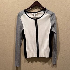 White House Black Market Monochrome Zip-Up Hoodie NWT